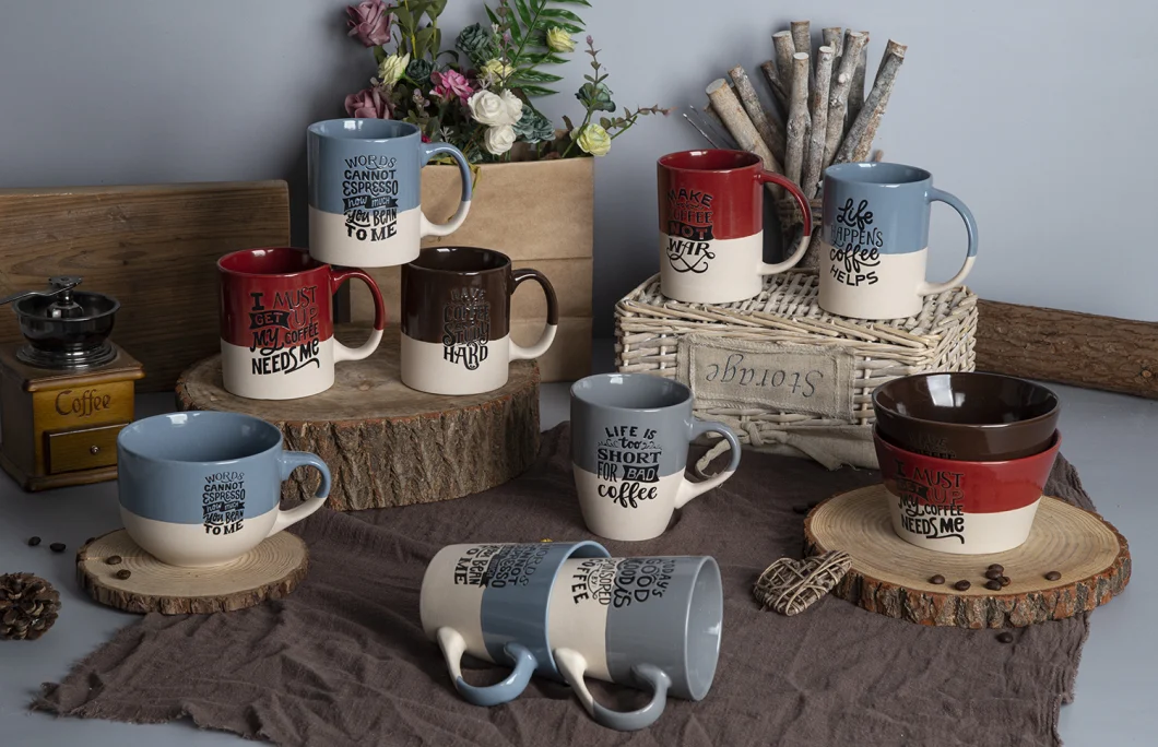 Happy Go Color Glaze with Sick Screen Ceramic Coffee Mug or Soup Mug